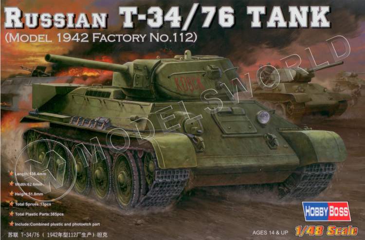 Склеиваемая пластиковая модель T-34/76 Tank 1942. Масштаб 1:48 - фото 1