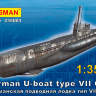 Склеиваемая пластиковая модель Германская подводная лодка тип VII C/41. Масштаб 1:350