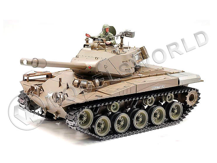 Модель радиоуправляемого танка Buldog M41A3 1:16, металлические траки, пневмопушка+дым. - фото 1