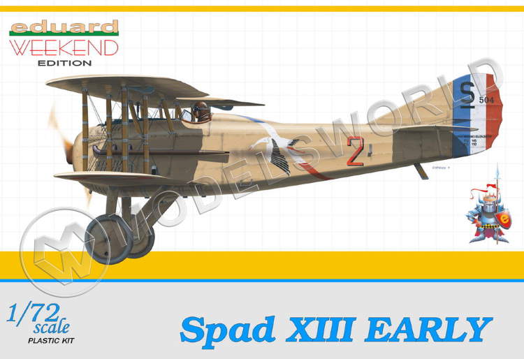 Склеиваемая пластиковая модель самолета Spad XIII Early Масштаб 1:72 - фото 1
