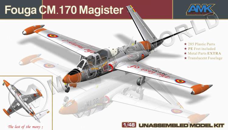 Склеиваемая пластиковая модель Самолет Fouga CM 170 Magister. Масштаб 1:48 - фото 1