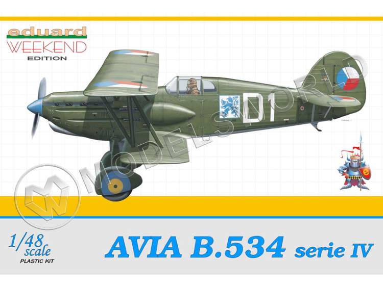 Склеиваемая пластиковая модель самолета Avia B-534 serie IV weekend. Масштаб 1:48 - фото 1