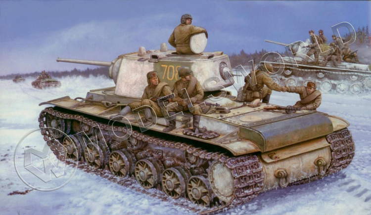 Склеиваемая пластиковая модель Советский танк КВ-1 (1942 г). Масштаб 1:48 - фото 1