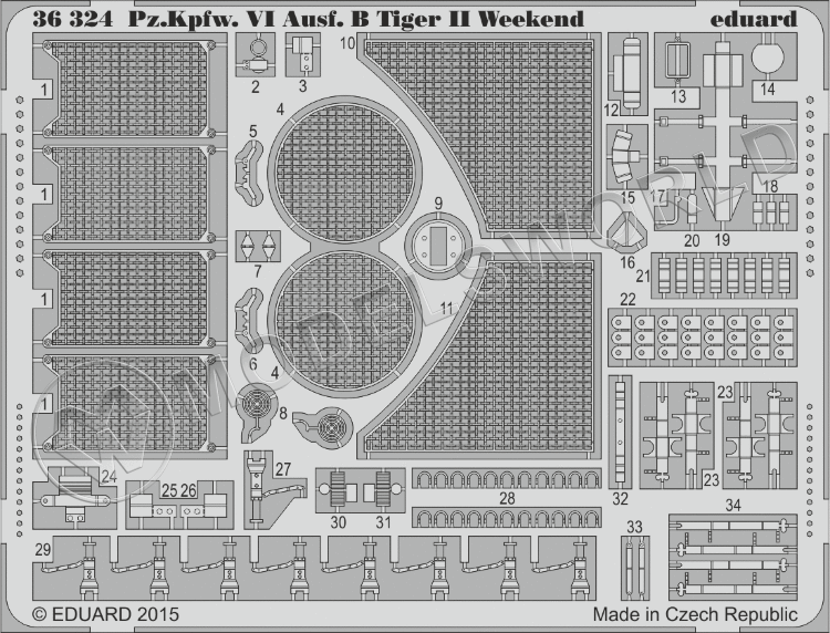 Фототравление 1:35 для модели Pz. Kpfw. VI Ausf. B Tiger II Weekend, EDUARD - фото 1