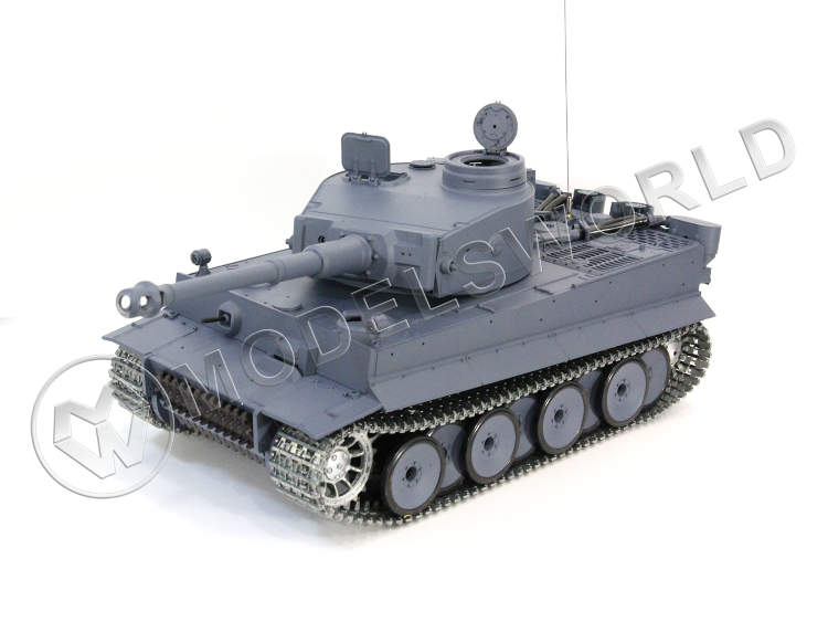 Модель радиоуправляемого танка German Tiger-1 1:16, металлические траки, пневмопушка, дым. - фото 1