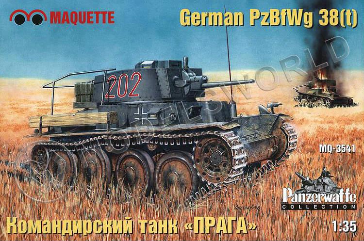 Склеиваемая пластиковая модель Немецкий танк PzBfwg 38t (Прага) командирский. Масштаб 1:35 - фото 1