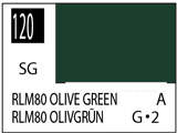 Краска на растворителе художественная MR.HOBBY С120 RLM80 OLIVE GREEN (Полу-глянцевая) 10мл. - фото 1