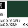 Краска на растворителе художественная MR.HOBBY С120 RLM80 OLIVE GREEN (Полу-глянцевая) 10мл.