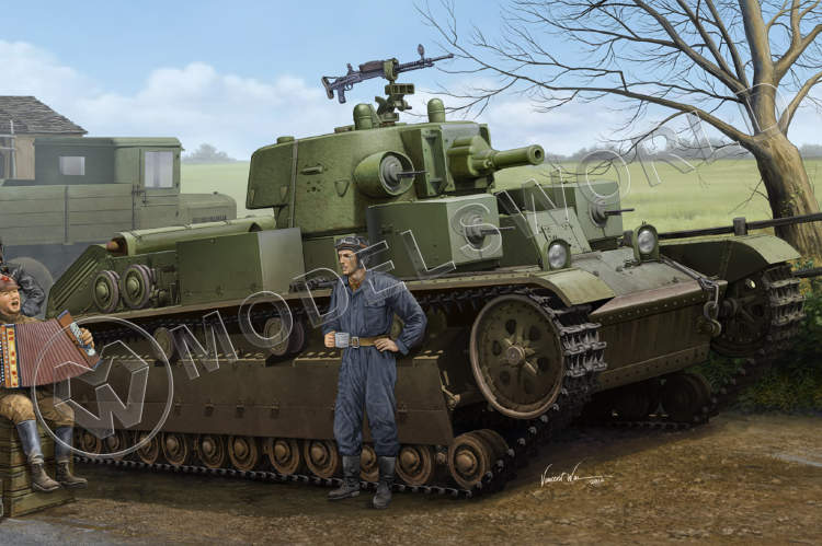 Склеиваемая пластиковая модель Советский Т-28 средний танк (конусная башня). Масштаб 1:35 - фото 1