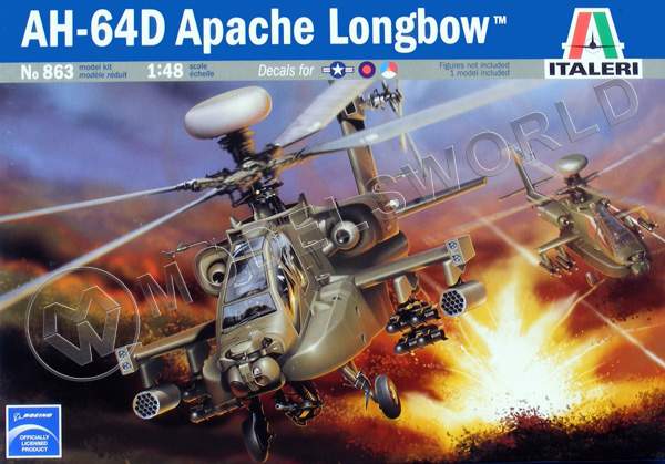 Склеиваемая пластиковая модель вертолет AH-64D Apache Longbow. Масштаб 1:48 - фото 1