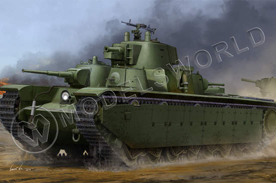 Склеиваемая пластиковая модель советский тяжелый танк Т-35 поздняя версия. Масштаб 1:35 - фото 1