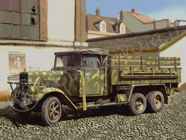 Склеиваемая пластиковая модель Henschel 33D1, Германский армейский грузовой автомобиль II МВ. Масштаб 1:35 - фото 1