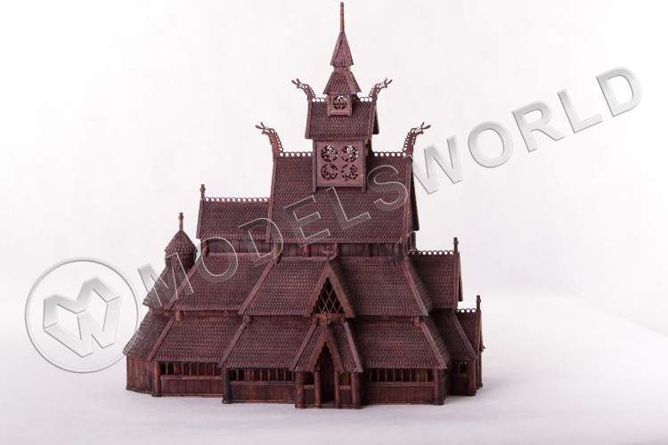 Набор для постройки модели Норвежская каркасная церковь. Масштаб 1:87 - фото 1