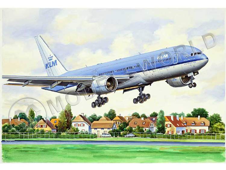Склеиваемая пластиковая модель авиалайнера Б-772 KLM. Масштаб 1:144 - фото 1