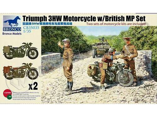 Склеиваемая пластиковая модель Британский мотоцикл Triumph 3HW Motorcycle w/British MP Set. Масштаб 1:35 - фото 1
