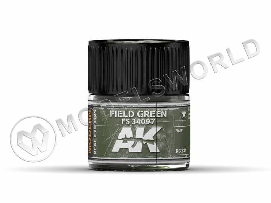 Акриловая лаковая краска AK Interactive Real Colors. Field Green FS 34097. 10 мл