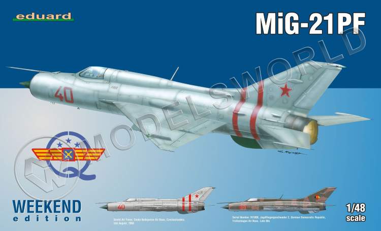 Склеиваемая пластиковая модель самолета MiG-21PF. Масштаб 1:48 - фото 1