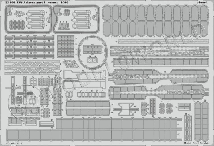 Комплект фототравления 1:200 для модели USS ARIZONA - PART I, TRUMPETER - фото 1