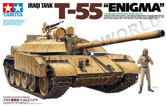 Склеиваемая пластиковая модель Танк Т-55 Enigma (Иракская армия) с 1 фигурой танкиста. Масштаб 1:35 - фото 1
