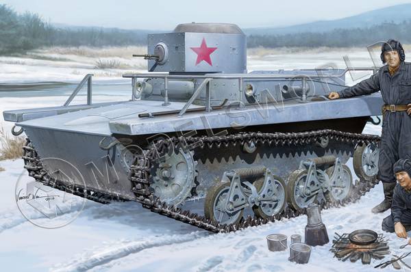 Склеиваемая пластиковая модель танка Soviet T-37TU Command Tank (HobbyBoss) 1/35