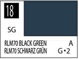 Краска на растворителе художественная MR.HOBBY С18 RLM70 BLACK GREEN (Полу-глянцевая) 10мл. - фото 1