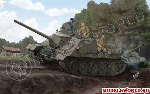Склеиваемая пластиковая модель САУ  Советский истребитель танков  СУ-100, 1:16 - фото 1
