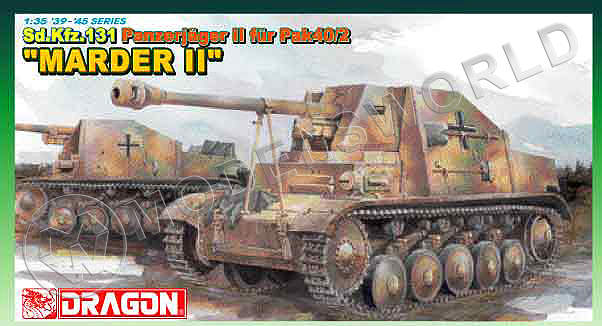 Склеиваемая пластиковая модель Немецкая САУ Sd.Kfz.131 PanzerJager II FUR PAK40/2 "Marder II". Масштаб 1:35 - фото 1