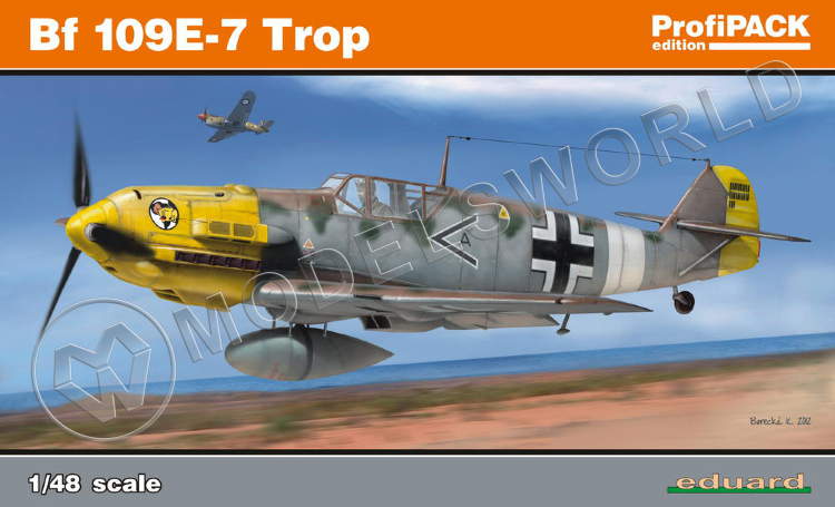 Склеиваемая пластиковая модель самолета Bf 109E-7 Trop. ProfiPACK. Масштаб 1:48 - фото 1