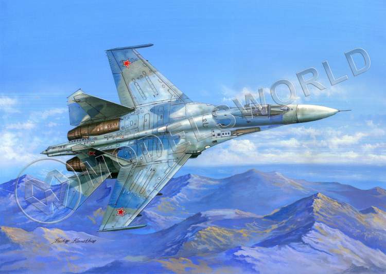 Склеиваемая пластиковая модель Российский истребитель Су-27Б (НАТО - Flanker). Масштаб 1:48 - фото 1