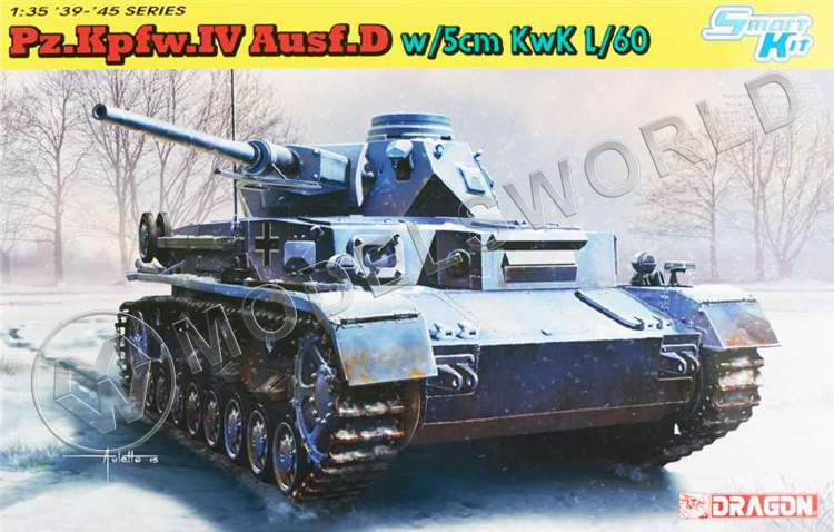 Склеиваемая пластиковая модель Немецкий средний танк Pz.Kpfv.IV Ausf.D с орудием 5см L/60. Масштаб 1:35 - фото 1