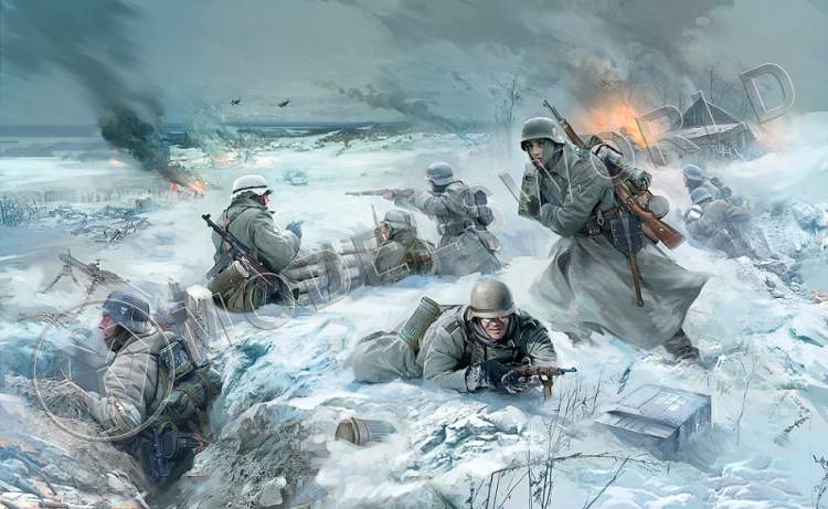 Фигуры солдат Немецкая пехота в зимней форме. Масштаб 1:35 - фото 1