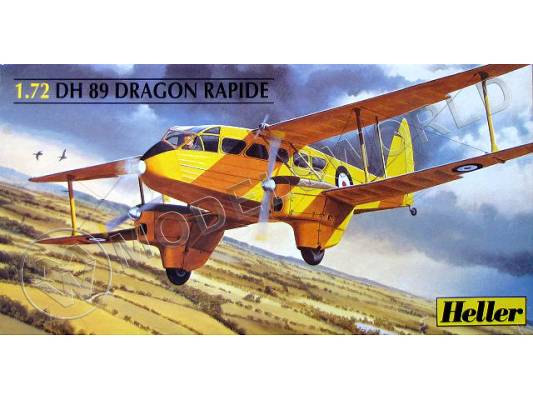 Склеиваемая пластиковая модель Самолет DH 89 Dragon Rapide + Остекление. Масштаб 1:72