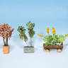 Макеты декоративных цветущих растений в цветочных горшках, 3 шт. Масштаб H0