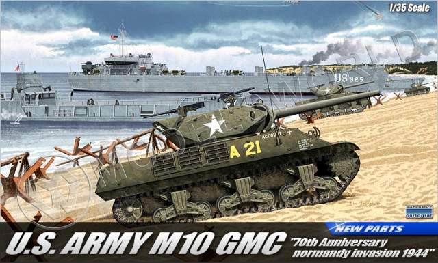 Склеиваемая пластиковая модель САУ  US army M10 GMC "Anniv.70 Normandy Invasion 1944". Масштаб 1:35 - фото 1