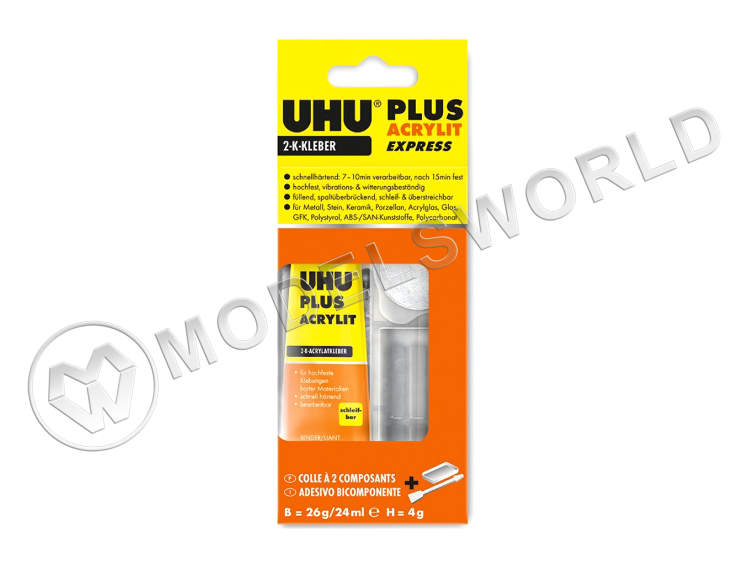 Клей универсальный на основе акрилита UHU Plus Acrylit, 24 мл - фото 1