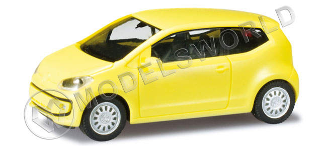 Модель автомобиля VW UP three doors, желтый. H0 1:87 - фото 1