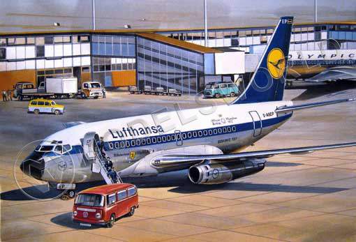 Склеиваемая пластиковая модель Авиалайнер Б-731 Lufthansa. Масштаб 1:144 - фото 1