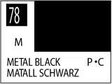 Краска на растворителе художественная MR.HOBBY С78 METAL BLACK (Металлик) 10мл. - фото 1