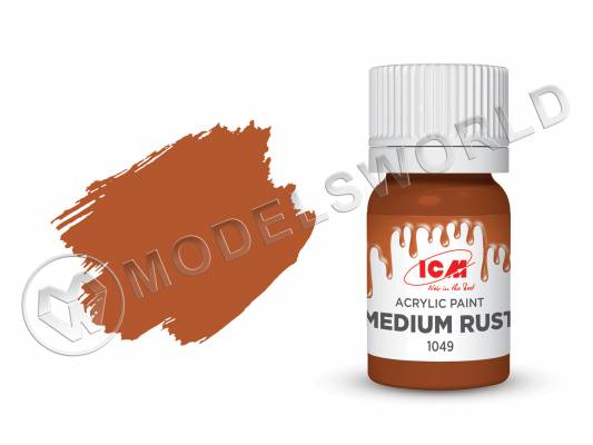 Акриловая краска ICM, цвет Средняя ржавчина (Medium Rust), 12 мл