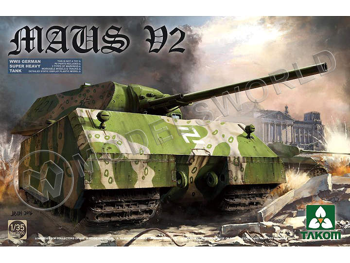 Склеиваемая пластиковая модель Сверх тяжелый немецкий танк Maus V2. Масштаб 1:35 - фото 1