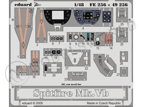 Фототравление для модели Spitfire Mk. Vb, Tamiya. Масштаб 1:48 - фото 1