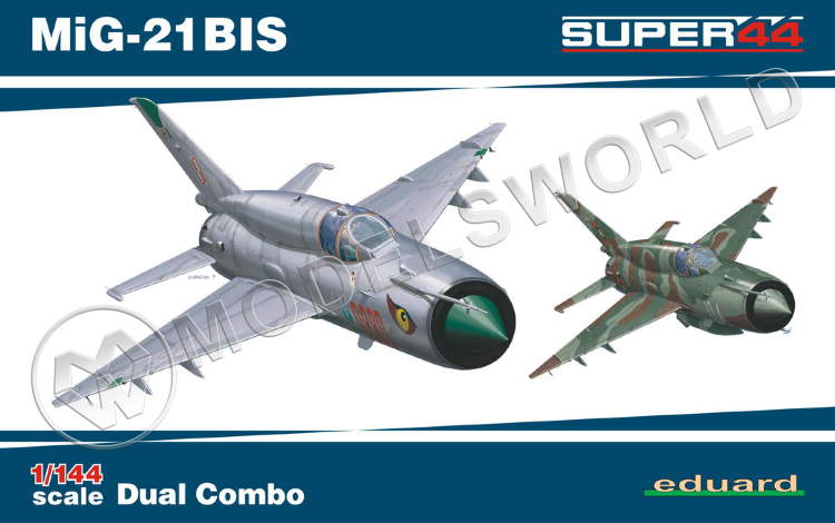 Склеиваемая пластиковая модель самолета MiG-21BIS DUAL COMBO Масштаб 1:144 - фото 1