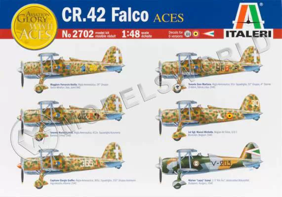 Склеиваемая пластиковая модель самолет  CR.42 FALCO "ACES". Масштаб 1:48