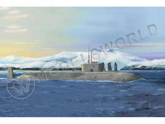Склеиваемая пластиковая модель Российская АПЛ Проэкт 955 "Борей" (Юрий Долгорукий). Масштаб 1:350