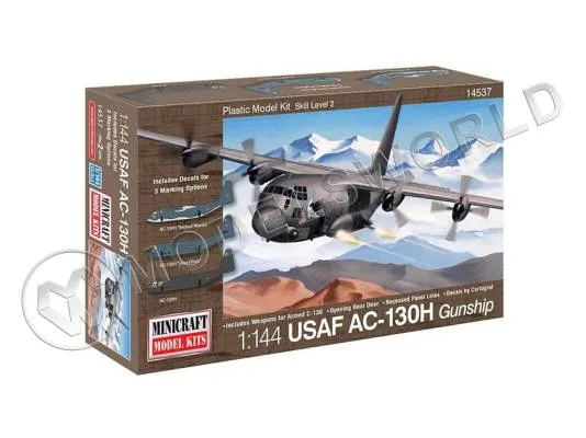 Склеиваемая пластиковая модель Самолет UCAF AC-130H + набор окрасочных масок KAV Models. Масштаб 1:144