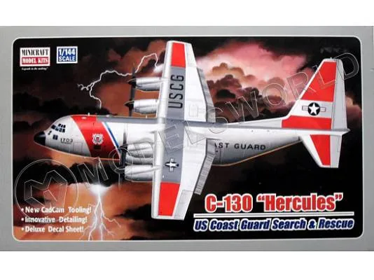 Склеиваемая пластиковая модель Самолет C-130 "Hercules" + набор окрасочных масок KAV Models. Масштаб 1:144