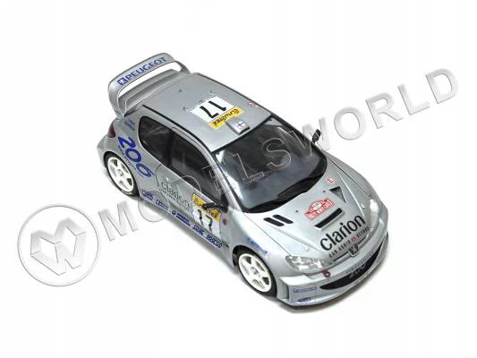 Готовая модель автомобиля Peugeot 206 WRC Clarion в масштабе 1:24