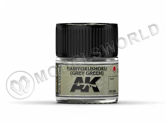 Акриловая лаковая краска AK Interactive Real Colors. Hairyokushoku (Grey-Green). 10 мл