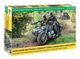 Склеиваемая пластиковая модель Немецкий мотоцикл Zundapp K800 с коляской. Масштаб 1:35