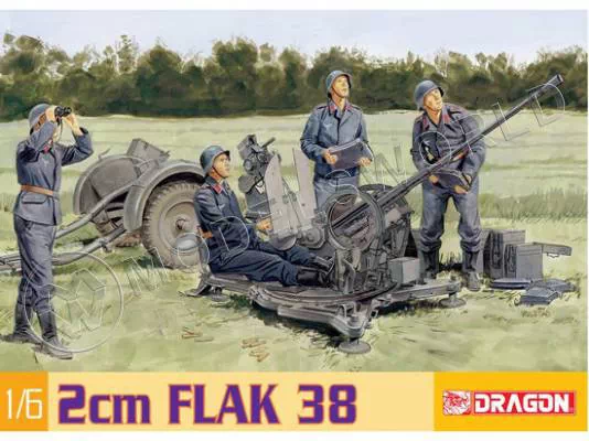 Склеиваемая пластиковая модель Немецкое зенитное орудие 2 cm Flak 38. Масштаб 1:6